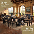 Kings Brand Furniture Alleyton 11-Piece Dining Table Set for 10, Extendable Kitchen & Dining Room Set with 2 Butterfly Leaves & 10 Chairs, Charcoal & Oak Finish