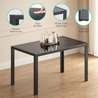 Gizoon 5 Piece Glass Dining Table Set, Kitchen and Chairs for 4, PU Leather Modern Room Sets for Home, Kitchen, Living Room