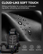 GTPLAYER Gaming Chair, Ergonomic Computer Office Chairs for Adults with Footrest, Height Adjustable, Linkage Armrests, 90-155° Recline & Headrest Lumbar Support, Black