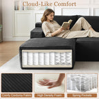 96" L Shaped Cloud Sectional Couch with Chaise, Deep Seat Modular Sectional Sofa Corduroy Memory Foam Sofa Boneless Couches for Living Room Bedroom, No Assembly Required | Breathable material
