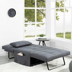 Naomi Home 4-in-1 Folding Chair Bed, Space-Saving Convertible Sleeper Sofa for Apartments & Guest Rooms, Adjustable Backrest, Linen Fabric, Includes Support Pillow in Gray