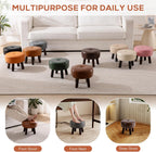 oakvivo Small Foot Stool, Round Faux Leather Pouf Ottoman Foot Rest, Footstool Ottomans with Rubber Legs Under Desk, 13''L x 13''W x 10.2''H, Footrest for Couch, Living Room, Bedroom, Hallway, Brown