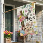 CROWNED BEAUTY Easter House Flag Cross Bunny 28x40 Inch Double Sided Large Holiday Welcome Decoration for Outside Yard