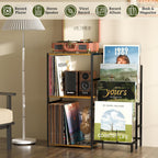 Record Player Stand, Turntable Stand with 4-Tier Vinyl Record Storage, Record Player Table Storage up to 200+ Albums, Record Player Cabinet with Vinyl Display Holder Shelf, vinyl Table for Living Room