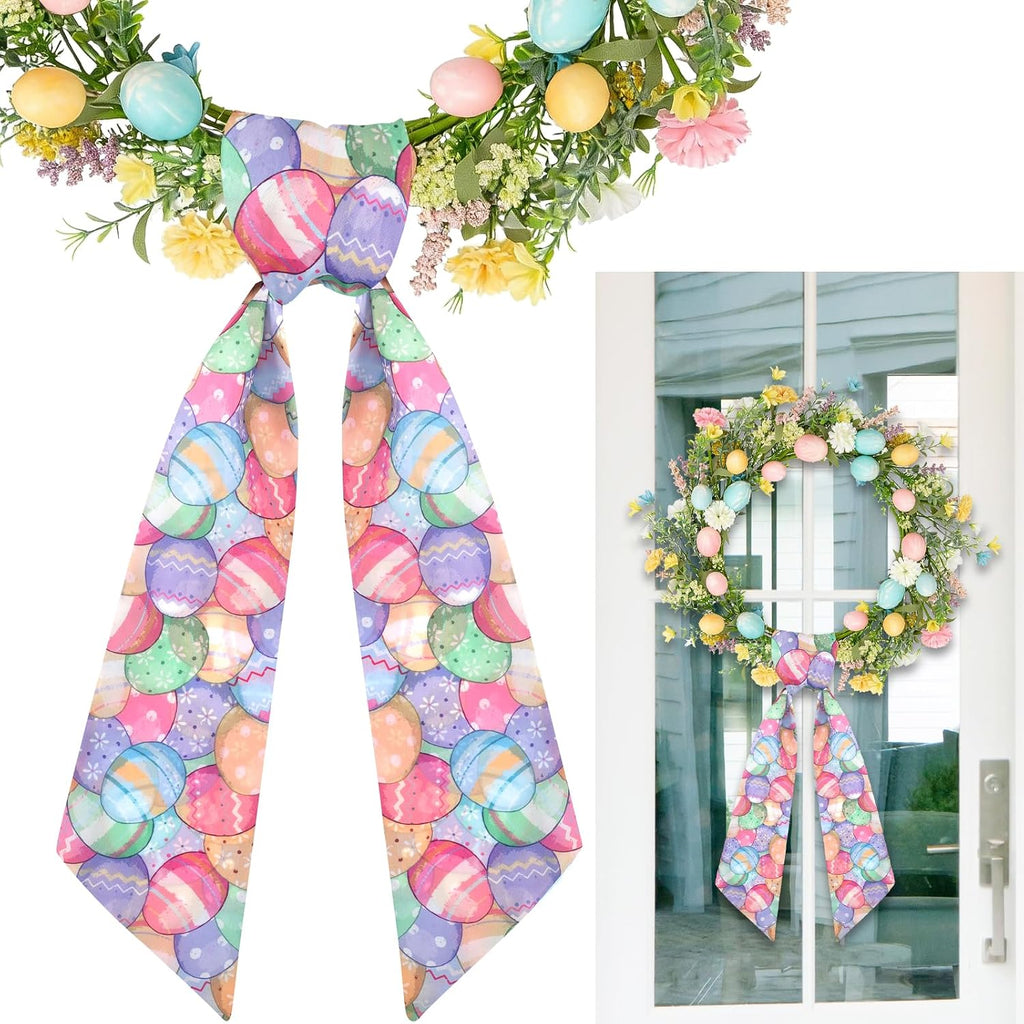 2Pcs Boxwood Wreath Sash Collection for Front Door: Perfect Spring, Easter, Valentines Decor with Elements Detailing, Water Proof, No Fading, No Fear of Sun, Rain, Wind, Specially Designed for Outdoor