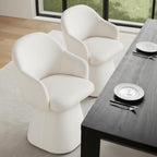 KISLOT Swivel Dining Chairs Set of 4, Upholstered Modern Barrel Dining Chairs with 360° Swivel Base, Chenille Velvet Fabric Accent Kitchen Chairs with Arms, Padded Dining Room Chairs, Cream