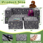 Kids Play Couch,3 in 1 Modular Toddler Sofa Glow in The Dark, Imaginative Foam Play Couch for Toddler and Baby, Convertible Kids Sofa for Playroom & Bedroom, Spacecraft