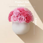 Preserved Roses in Vase,25Pcs Forever Roses with Ceramic Vase,Long Lasting Natural Flowers for Table Decor, Centerpieces for Tables,Party,Weeding,Birthday