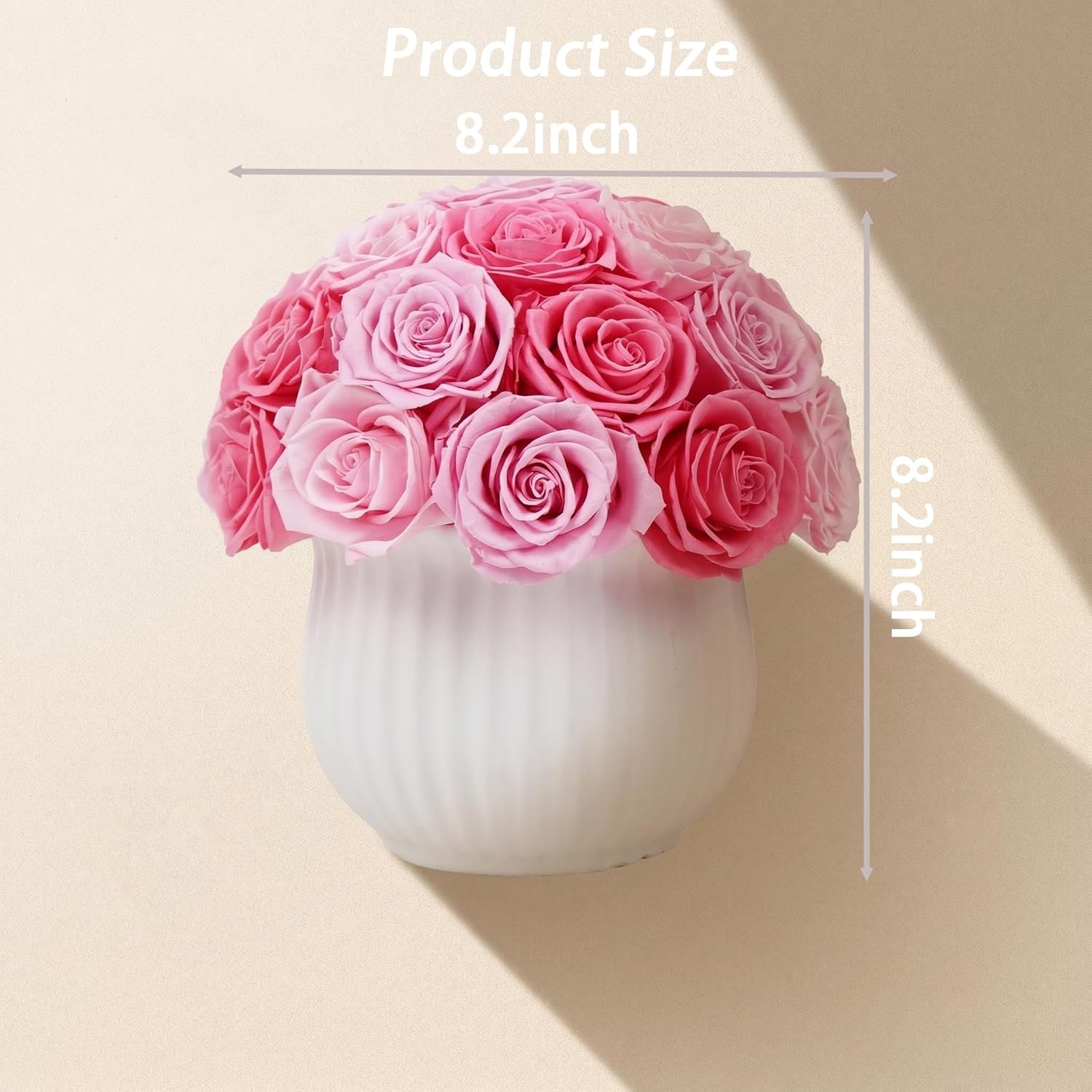 Preserved Roses in Vase,25Pcs Forever Roses with Ceramic Vase,Long Lasting Natural Flowers for Table Decor, Centerpieces for Tables,Party,Weeding,Birthday