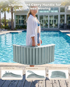 PLUUV HDPE Folding Pool Lounge Chairs Set of 2, Use in Pool Lounge Chairs up to 8-Inches of Water, Pre-Assembled Lounge Chair with Cup Holders, for Hotel, Resort, Poolside, Sun Decks -Light Blue