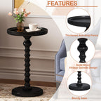 Yusong Round Side Table, Drink Table for Small Spaces, Mid-Century Accent End Table Nightstand Bedside Table for Living Room, Bedroom, Corners, and Office, Black