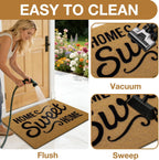 OLANLY Front Door Mat, Low Profile Doormat, Stain and Fade Resistant, Easy to Clean, for Indoor and Outdoor Entrances, Patio Porch or Entryway, Brown (30x17 Inch, Home Sweet Home)