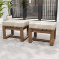 Rustic Hideaway Natural Cedar Wood Ottoman Foot Rest, Patio Foot Stools Ottomans with Removable Cushions, Outdoor Real Wood Footrest, 2 Pieces, Brownish/Beige