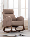 Rocking Accent Chair for Nursery, Upholstered Glider Nursery Chair with Breathable Fabric for Bedroom, Living Room, Camel
