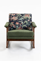 Rocking Chair Nursery with Sponge Cushion, Comfortable Accent Chair with Lumbar Support, Glider Armchair with Removable Seat & Back Pad for Living Room Bedroom Office Sunroom Indoor, Antique Green
