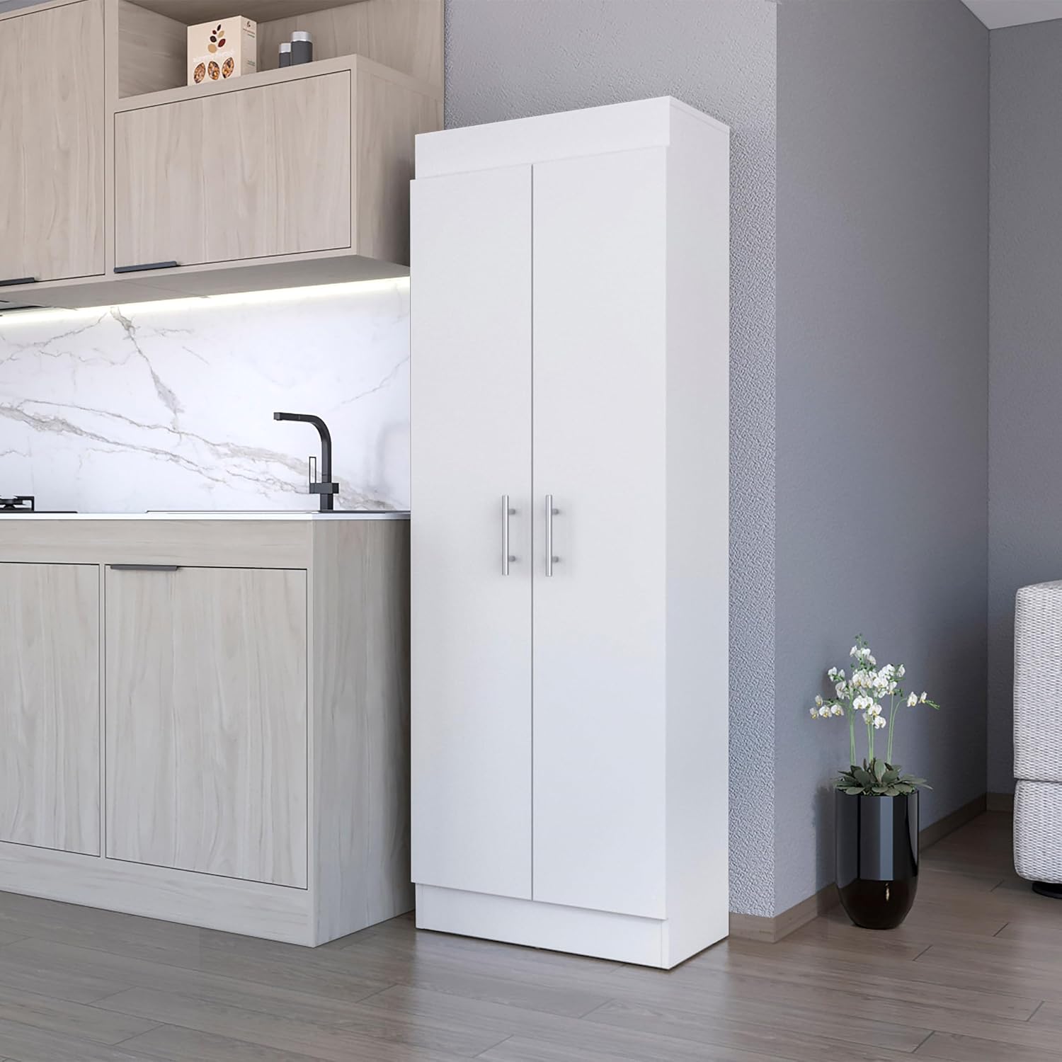 White 5 Shelf Storage Pantry Cabinet