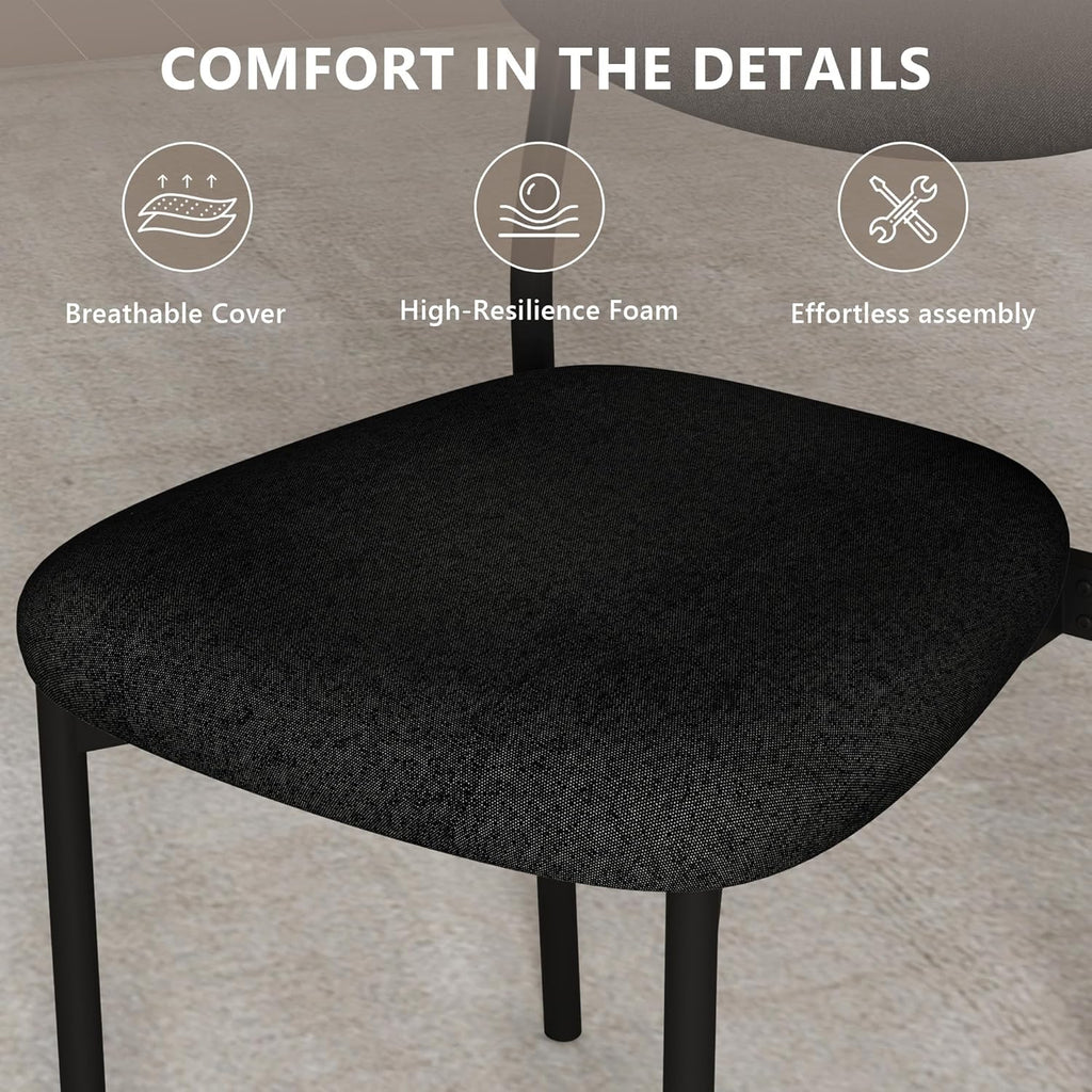 Einhomn Upholstered Dining Chairs Set of 4, Stackable Modern Dining Room Chairs, Kitchen Chairs w/Soft Velvet Backrest & Sturdy Metal Legs for Restaurant, Living Room, Black
