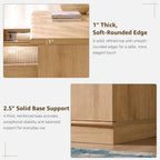 ACCOHOHO Modern Night Stand Set 2 with Arched Panel, 18" Nightstand with Charging Station, Side Table with 3 Storage Drawers, Wood Square Bedside End Table for Bedroom Living Room, Natural Oak