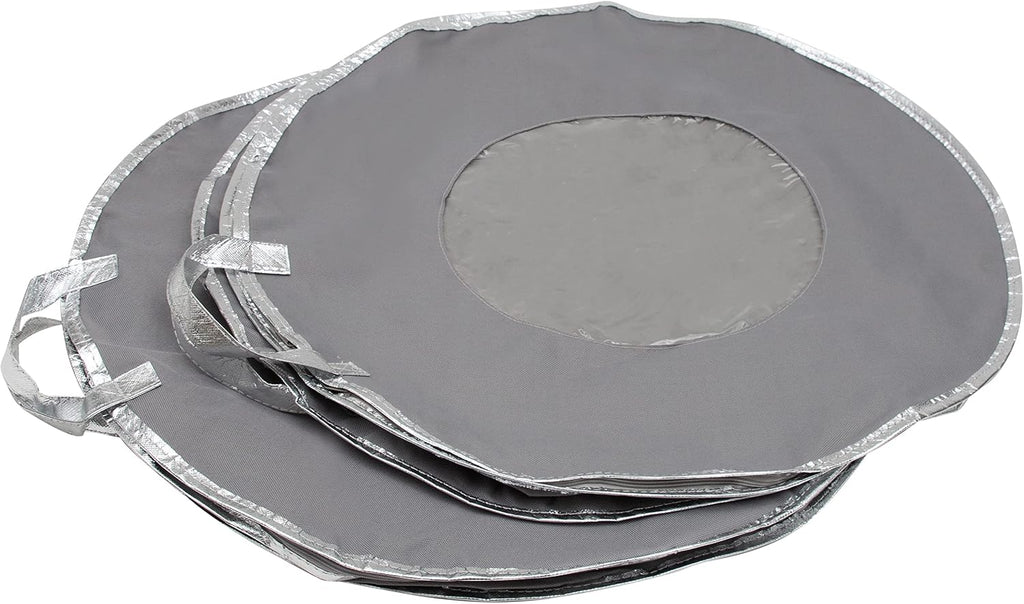 Simplify 24 Inch Wreath Bags | 2 Pack | Christmas Storage | Holiday Decorations | Round Zippered Bag | Protects Wreathes | Durable Material | Collapsible | Grey
