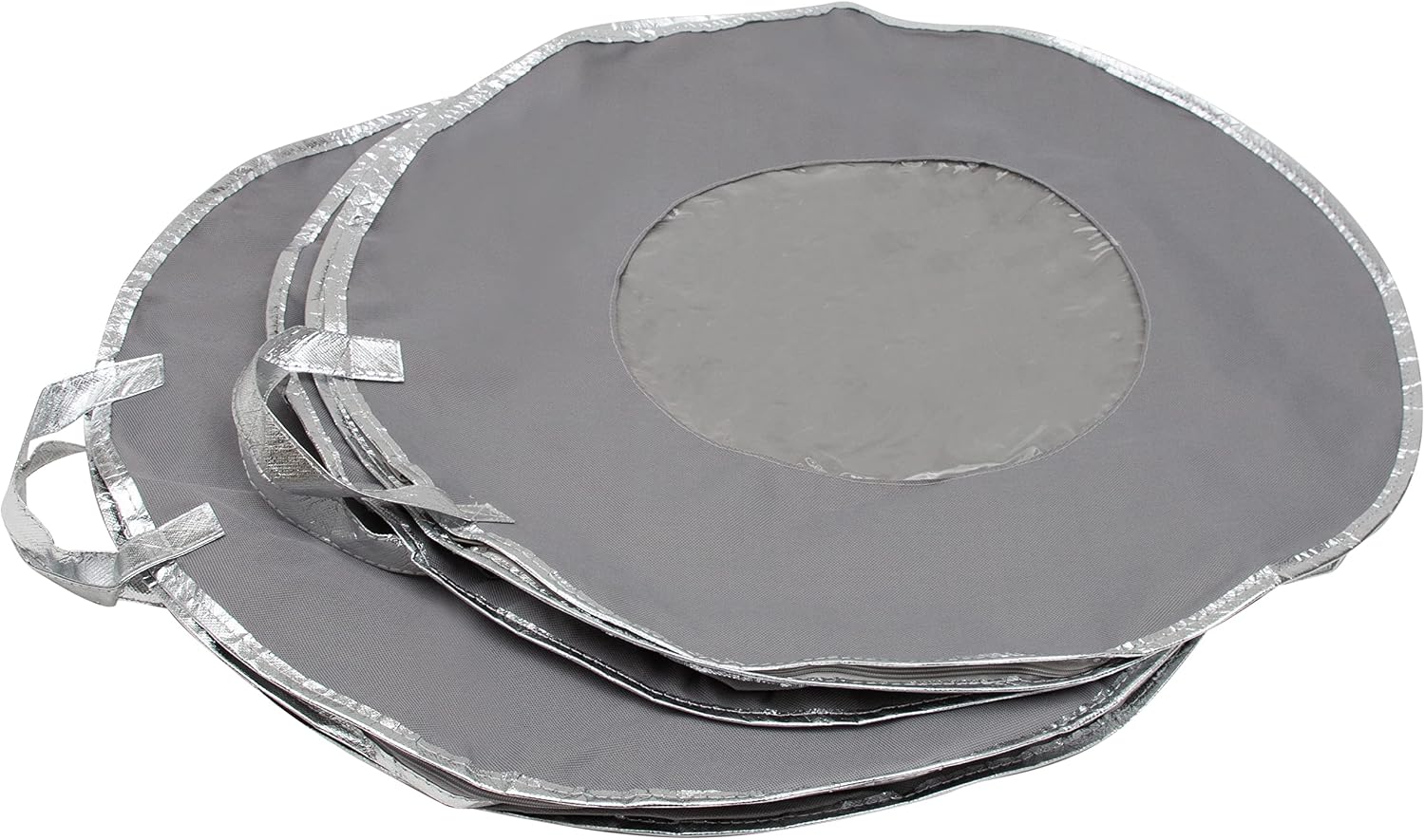 Simplify 24 Inch Wreath Bags | 2 Pack | Christmas Storage | Holiday Decorations | Round Zippered Bag | Protects Wreathes | Durable Material | Collapsible | Grey