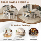COSTWAY Dining Table Set for 4, 5-Piece Dinette Set with Rubber Wood Legs, Anti-Slip Pads & Space-Saving Design, Farmhouse Kitchen Table and Chairs for Kitchen, Apartment, Studio