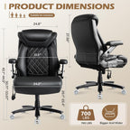 700lbs Big and Tall Office Chair, Ergonomic Heavy Duty Executive Cloth Office Chair with 5D Flip Arms & Adjustable Lumbar Support & Dual Rubber Wheel, Large Thick Padded Extra Wide Seat, Black