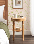 Kate and Laurel Ardentown Modern Round Wood Side Table, 16 x 16 x 24, Natural Wood, Turned Leg Two-Tier End Table for Use as a Bedroom Nightstand or Living Room Plant Stand Table