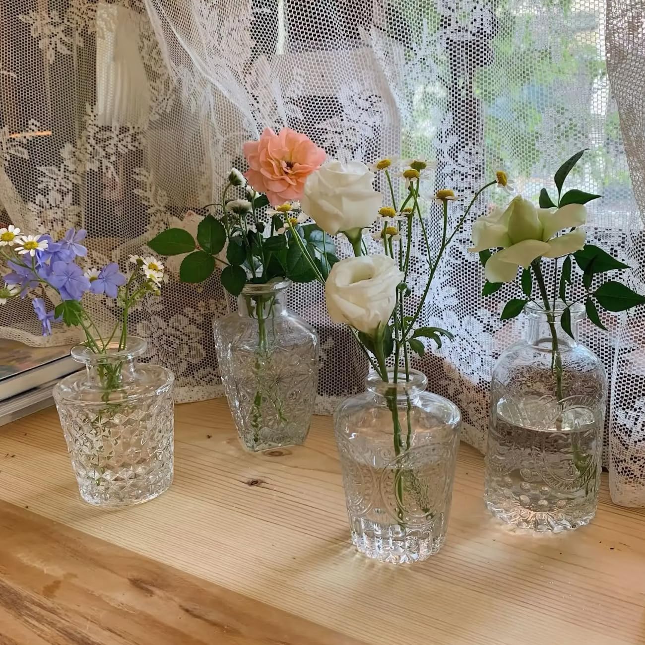 24Pcs Glass Bud Vase Set,Small Flower Vase for Tables Centerpieces Decor, Mini Vintage Clear Vase for Home,Wedding,Party Decorations