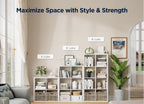 8 Cube Storage Organizer, Cube Shelf with Heavy-Duty Thick Boards, 25.12" L x 9.37" W x 48.74" H, Smooth Easy-Clean Panels, Simple Assembly, for Living Room Bedroom Office, White