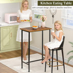 DAOUTIME Bar Height Table, Compact Bar Table, Counter Height Kitchen Dining Table for Apartment Breakfast Nook Home Bar, Sturdy Metal Frame, Small Console Table for Narrow Spaces