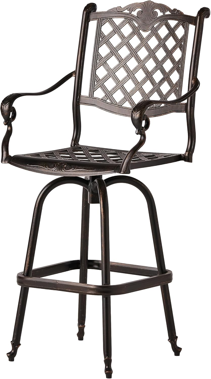 Christopher Knight Home Avon Outdoor Cast Aluminum Bar Stools, 2-Pcs Set, Shiny Copper