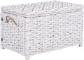 happimess HPM9003E Jacob 31.5" Handwoven Wicker Storage Trunk, Distressed White, Collapsible for flat storage, for Office, Dorm Room, Entryway, Bedroom, Dining Room