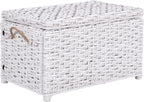 happimess HPM9003E Jacob 31.5" Handwoven Wicker Storage Trunk, Distressed White, Collapsible for flat storage, for Office, Dorm Room, Entryway, Bedroom, Dining Room