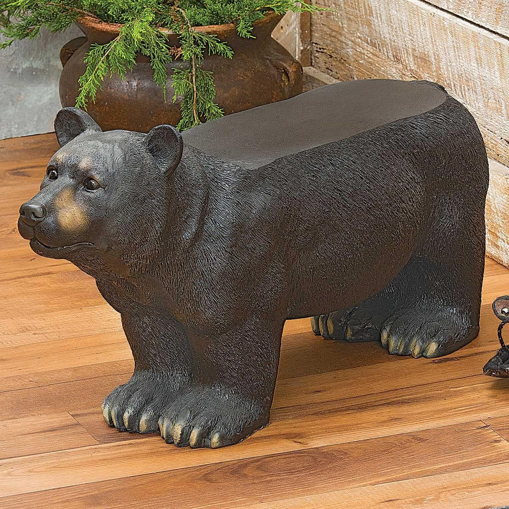 BLACK FOREST DECOR - Black Bear Bench, Forest-Inspired Animal Bench, 33" W x 13" D x 18" H