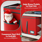 Christmas Figurine Storage Box & Nutcracker Storage Containers with Visible Lid and Cardboard Dividers, Keeps 8 Holiday 15"-Figurine Collectibles, Xmas Decoration Storage Bag, 600D Oxford / Tear-Proof