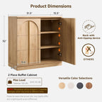 ACCOHOHO 63 Inch Sideboard Buffet Cabinet with Storage & Arched Doors, Wood Coffee Bar Tables with Adjustable Shelf for Living Room, Kitchen, Entryway, Natural Oak