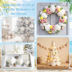 Junkin 40 Pack Natural Scallop Shells and Artificial Starfish for Crafts Sea Shells Decoration 20 Pcs 2.8"-4.3" Seashells & 20 Pcs 2.1" Starfish for DIY Painting Home Wedding Decor(Solid,White)