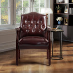Leather Office Guest Chairs Set of 2, Ergonomic Waiting Room Chair with Arms Reception Chairs No Wheels Conference & Meeting Side Chairs Executive Furniture (Burgundy)