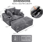 LIKIMIO 54'' Oversized Chaise Lounge Chair Indoor, Gray | Wood Frame