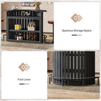 4-Tier Bar Table, 39.4" H Home Bar Unit with Footrest, Arc-Shaped Mini Bar Table, Modern Wine Bar Cabinet for Home Pub, Living Room, Black
