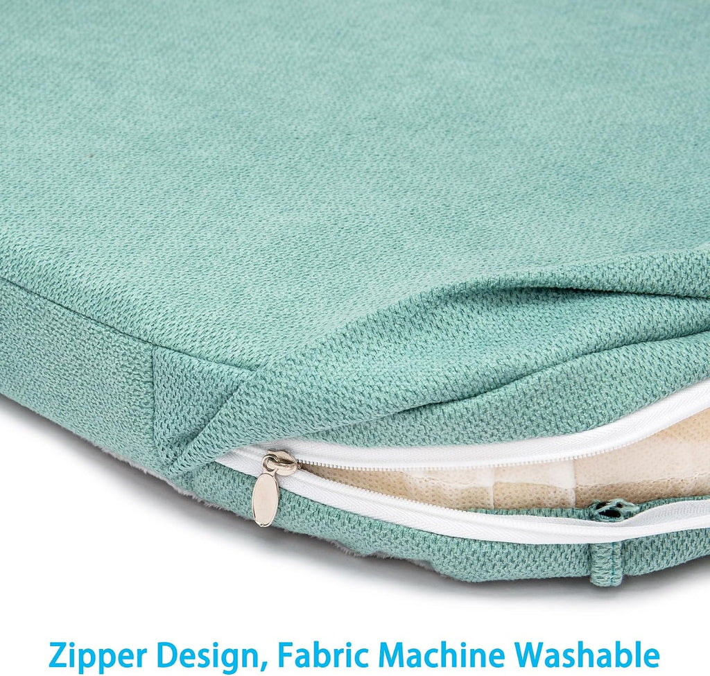 Chair Cushions for Dining Chairs, D-Shaped Non-Slip Seat Cushions with Removable Washable Covers & Ties, Chair Pads for Kitchen, Indoor Patio 17" x 16" (Aqua Blue, 6 Count) High-Resilience Foam