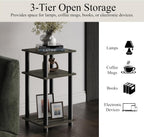 3-Tier End Table with Open Shelves, Natural Oak