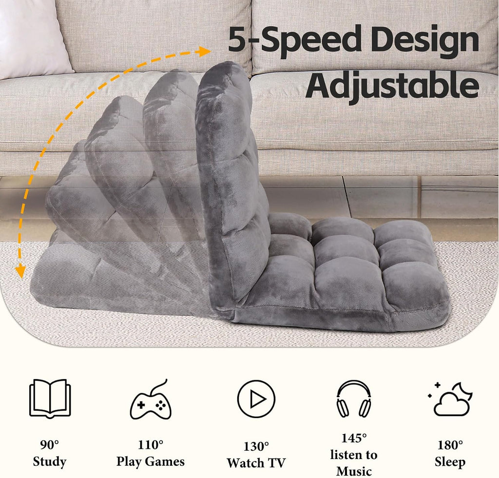 SUPER DEAL 14-Position Folding Floor Chair Gaming Sofa Cushioned Padded Reclining Bed Lounge Couch Seating for Comfy Reading, Reading, Gaming, Relaxing, Watching TV