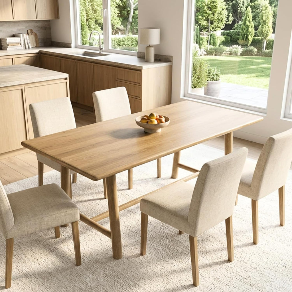 CIMOTA 69" Dining Table for 4-6, Wood Kitchen Table with Solid Wood Legs, Modern Farmhouse Dining Furniture for Dining Room, Living Room & Home Office, Natural Finish