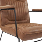OSP Home Furnishings GT Faux Leather Accent Chair with Padded Armrests and Metal Frame, Sand