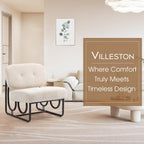 Armless Accent Chair, Beige Upholstered Chair for Bedroom, Comfy Modern Chair for Living Room, Small Space Mid Century Accent Chair, No Arm Lounge Chair