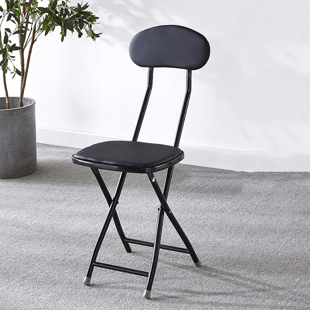 Metal Chair Folding -Iron Stool Bar Chairs Event,Stacking Armless Chair High Back,Square Soft seat,Curved Open Back(Black)