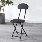 Metal Chair Folding -Iron Stool Bar Chairs Event,Stacking Armless Chair High Back,Square Soft seat,Curved Open Back(Black)