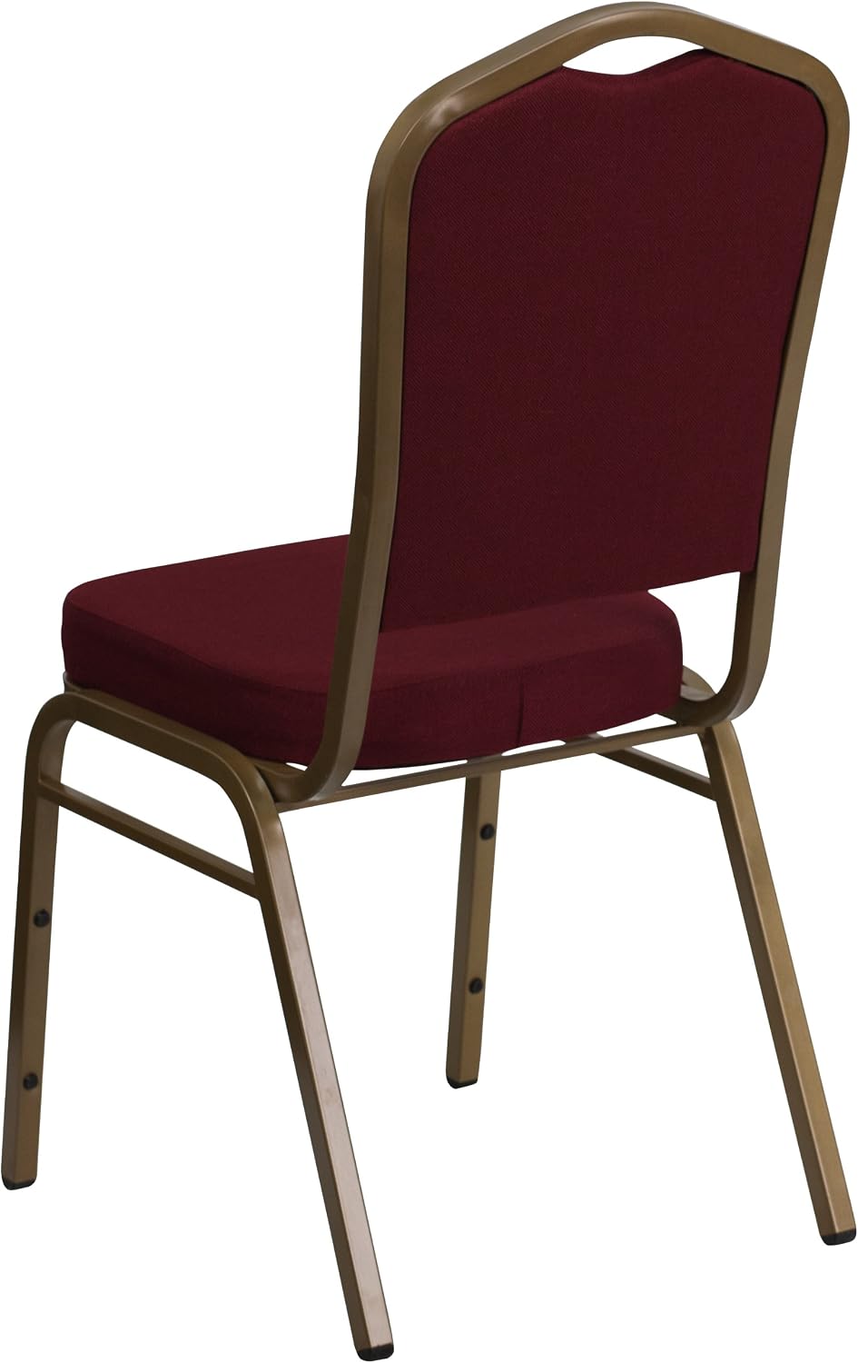 BizChair Crown Back Stacking Banquet Chair in Burgundy Fabric - Gold Frame