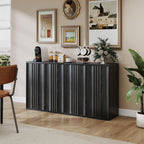 31.5" Buffet Cabinet with Storage for Living Room, Fluted Sideboard with Adjustable Shelves & Press-Spring Doors, Modern Coffee Bar Cabinet for Entryway & Kitchen, Black